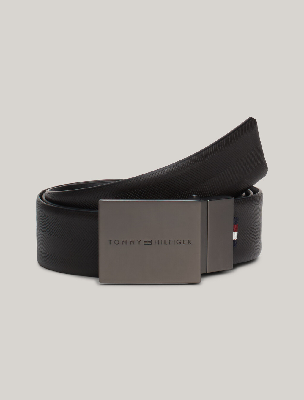 Reversible Textured Leather Belt, Black, hi-res