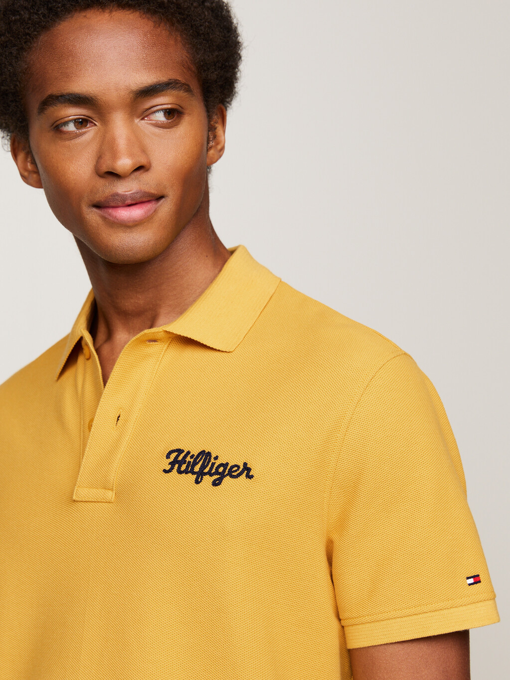 Chain Stitch Logo Embroidery Polo, City Yellow, hi-res