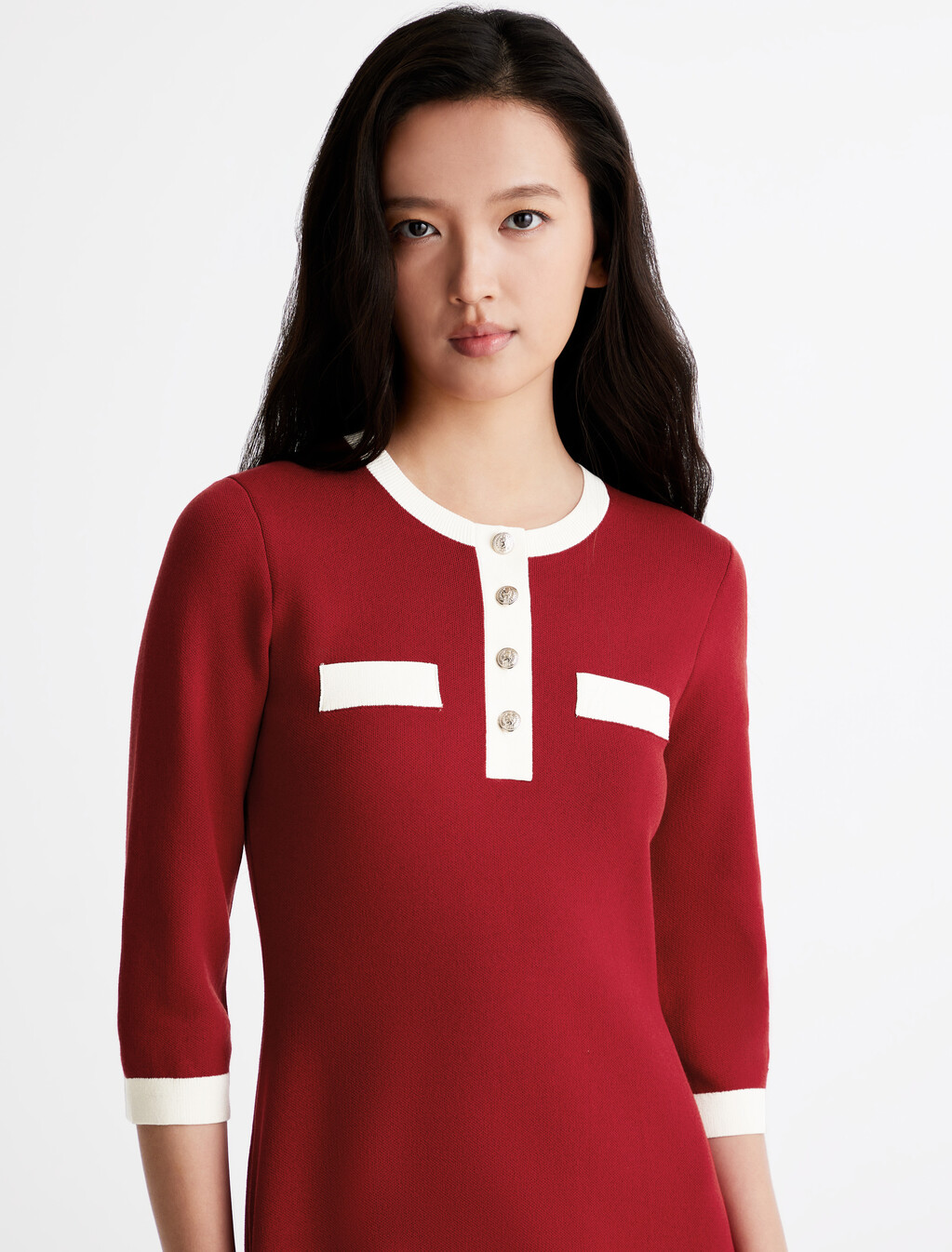 Henley Fit & Flare Dress, Arizona Red, hi-res