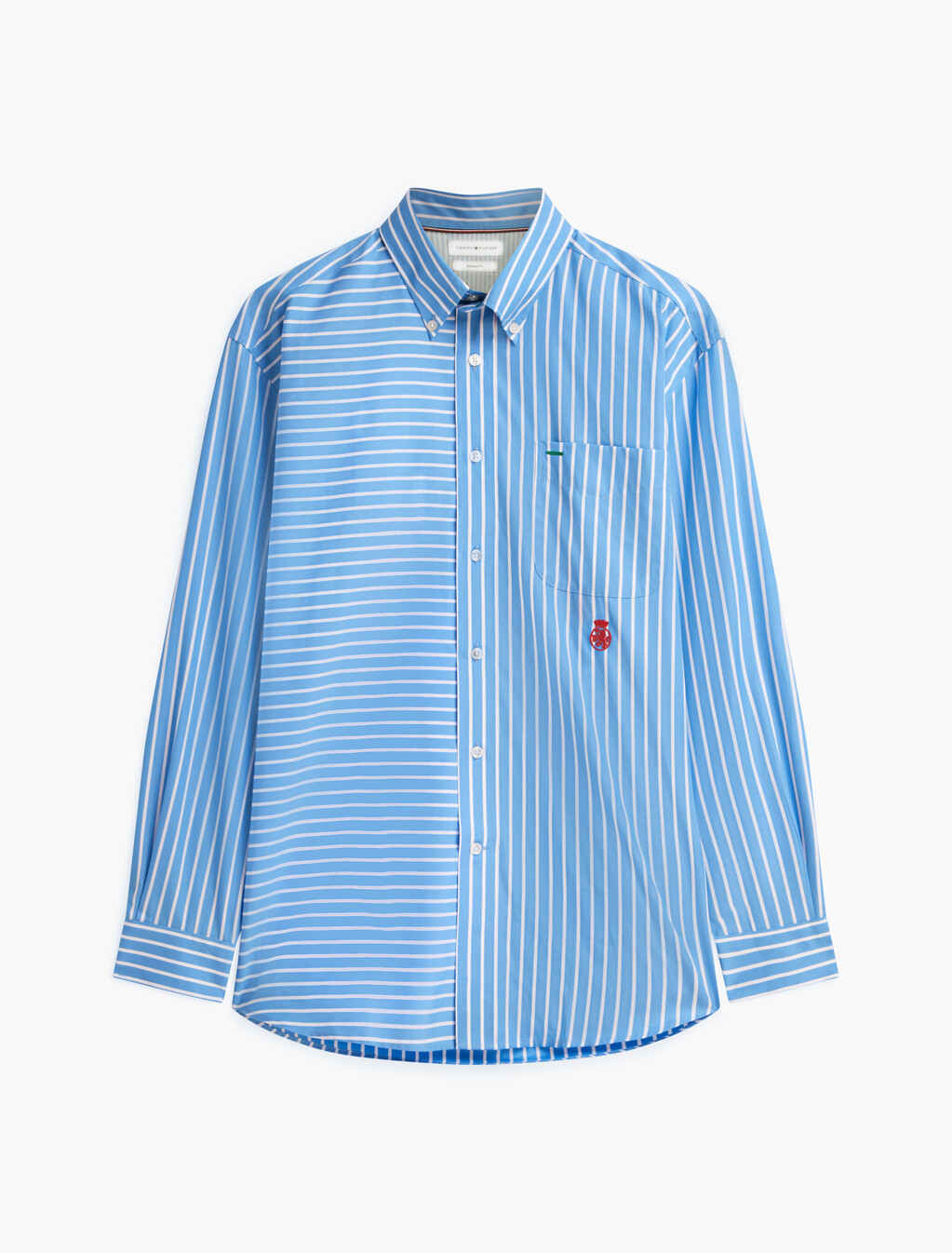 Oversized Fit Mixed Stripe Poplin Shirt, Blue Spell / Stripe, hi-res
