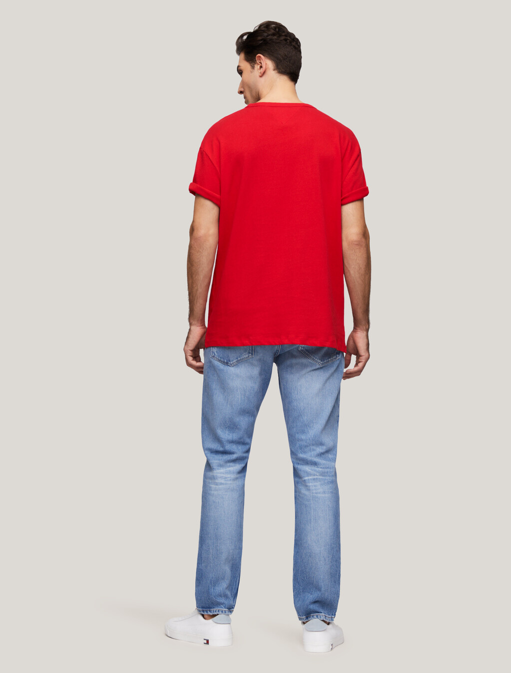 Badge Embroidery Crew Neck T-Shirt, Deep Crimson, hi-res