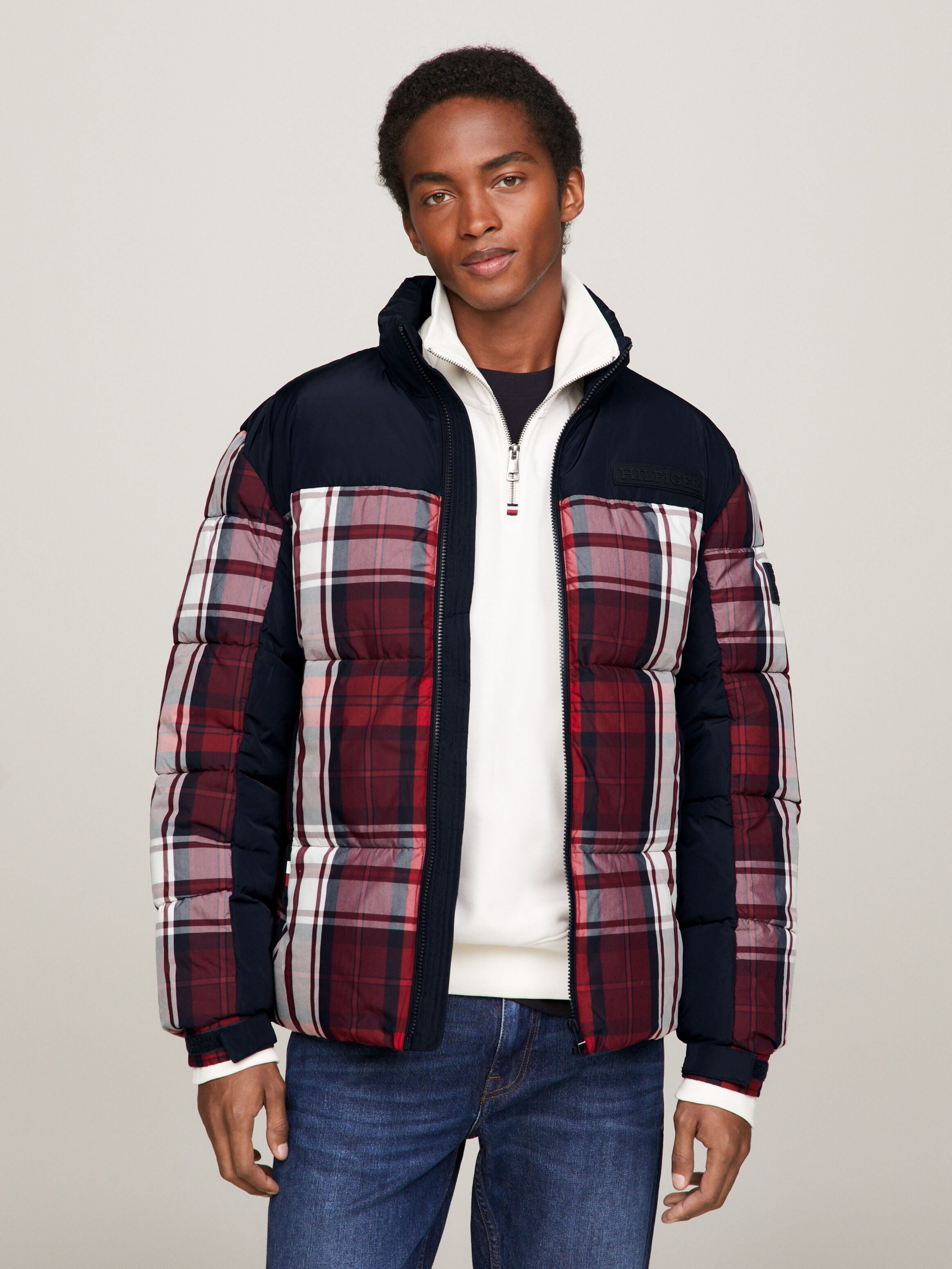Th Warm Tartan Check New York Puffer Jacket red Tommy Hilfiger