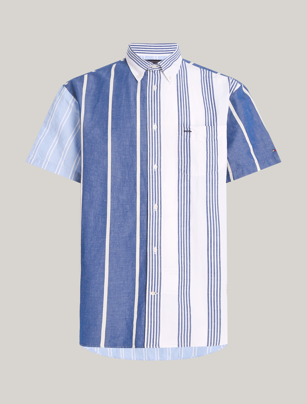 Contrast Stripe Regular Short Sleeve Shirt, Anchor Blue / Multi, hi-res