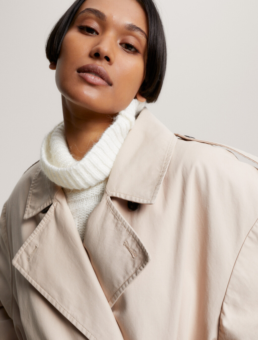 雙排扣寬鬆風衣, Merino Beige, hi-res
