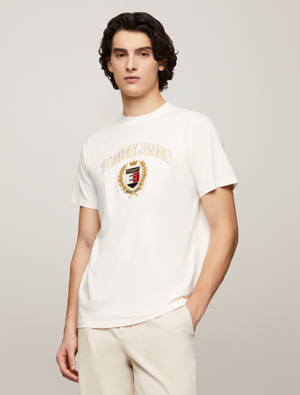 Golden Crest Slim T-Shirt, Ancient White, hi-res