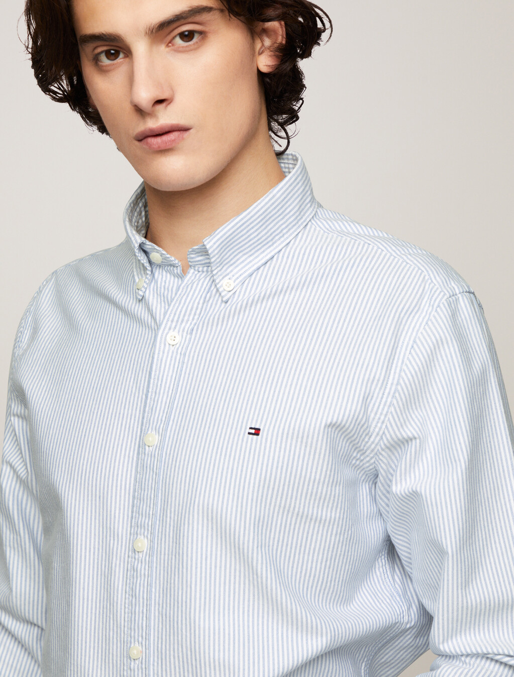 Stripe Organic Cotton Oxford Shirt, Shirt Blue / White, hi-res