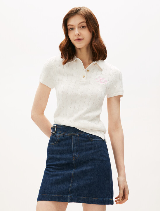 亞洲版型絞花修身 Polo 衫