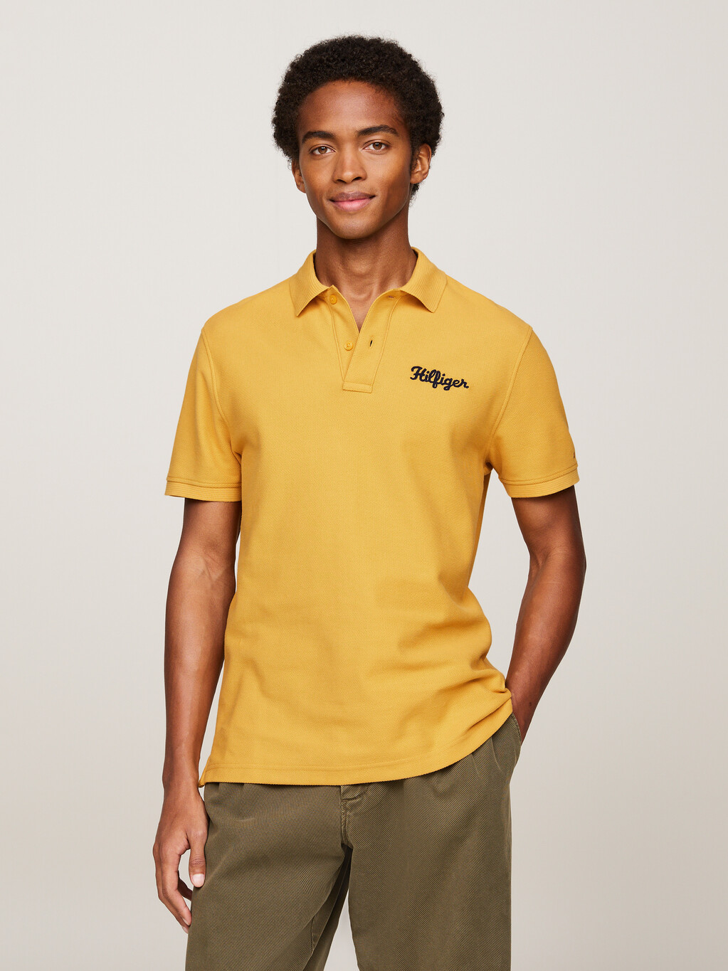 Chain Stitch Logo Embroidery Polo, City Yellow, hi-res