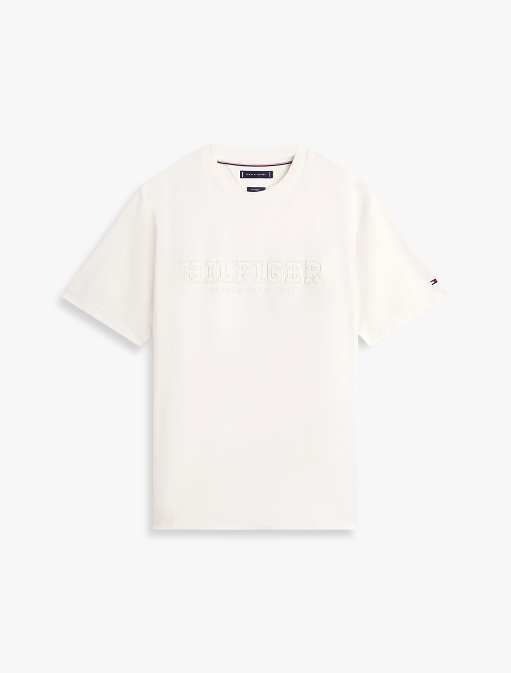 標誌刺繡寬版圓領 T恤, Ivory Petal, hi-res