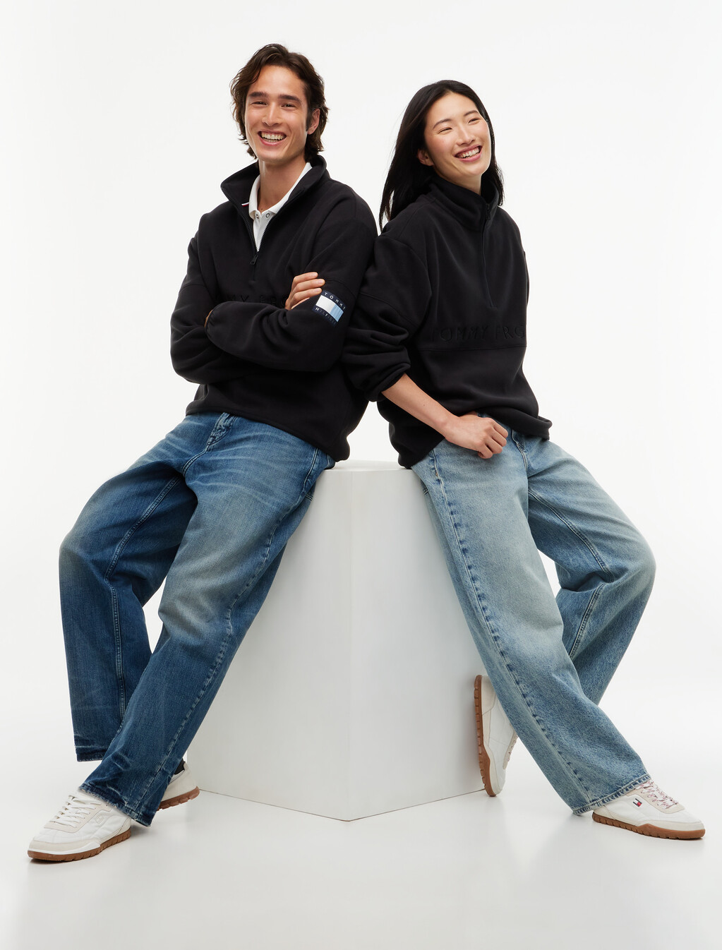 Polar Fleece Quarter-Zip Sweatshirt, Black, hi-res