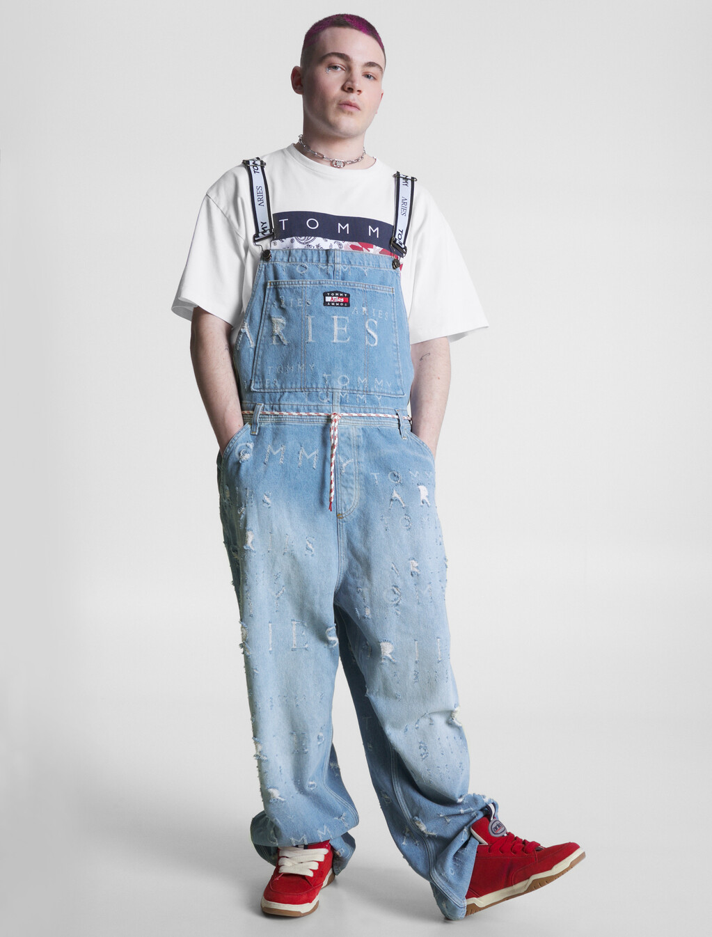 Tommy X Aries Laser Dungarees, Washed Blue, hi-res