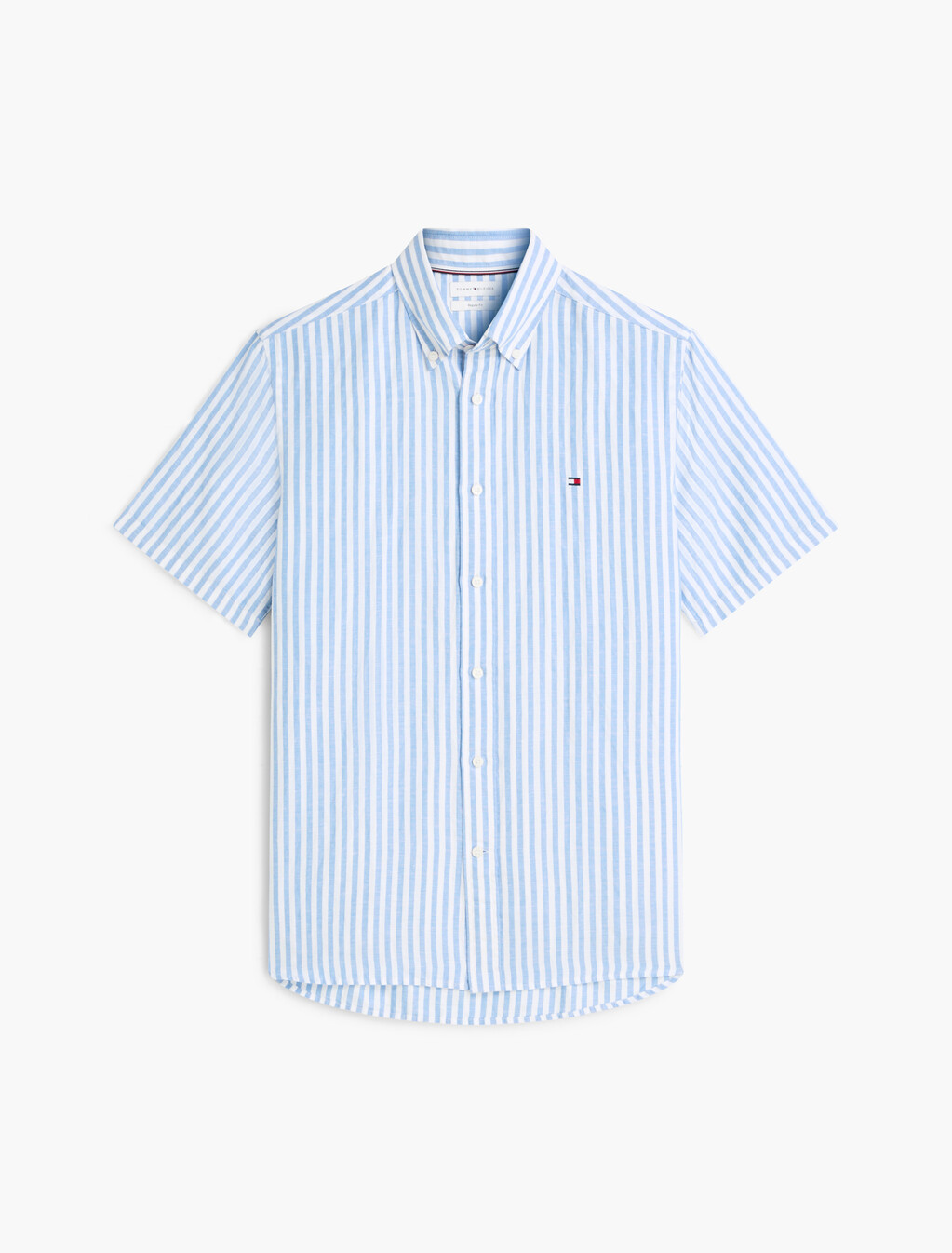 Regular Linen Blend Bengal Stripe Short Sleeve Shirt, Blue Spell / Stripe, hi-res