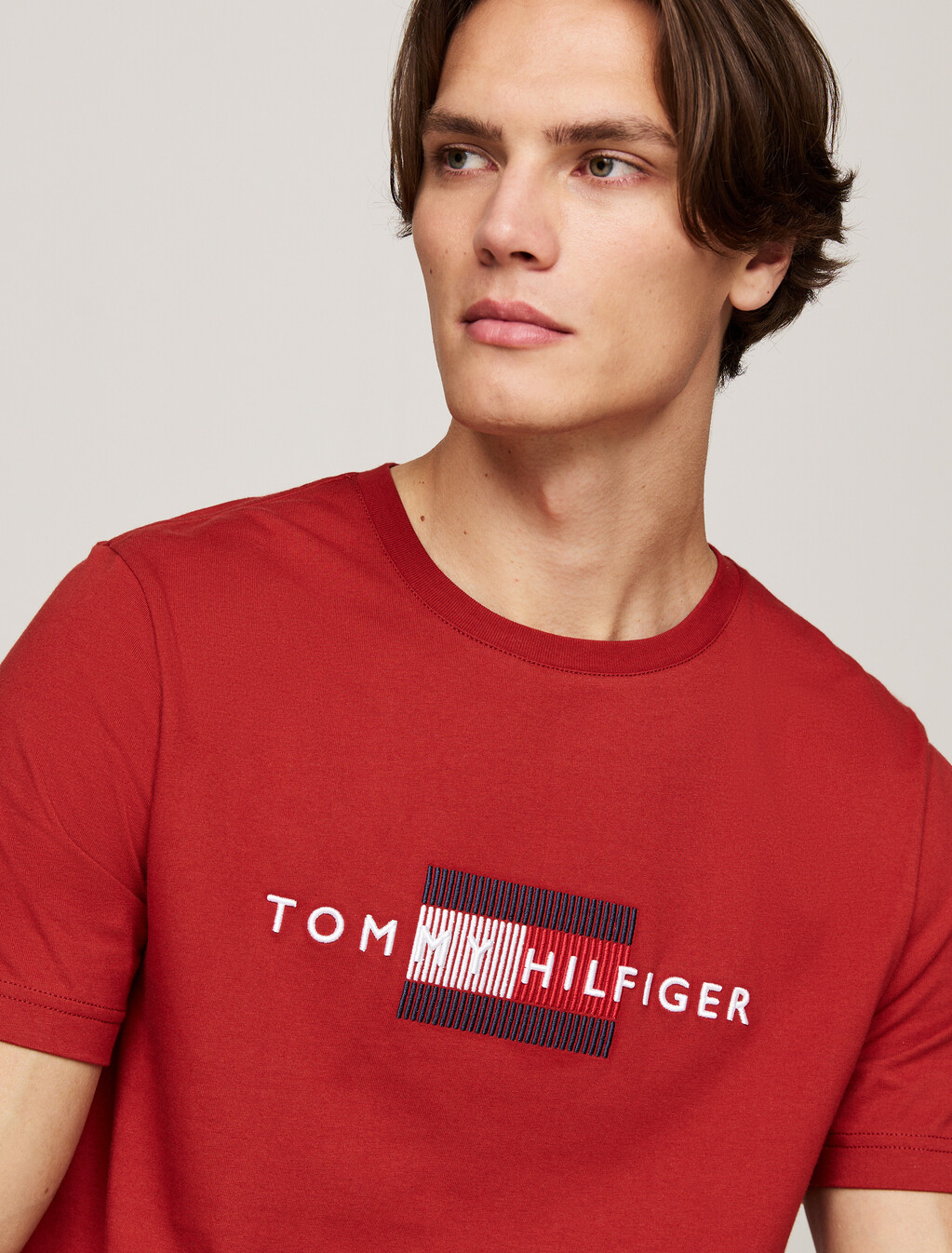 Hilfiger 旗幟刺繡 T 裇, Dark Magma, hi-res
