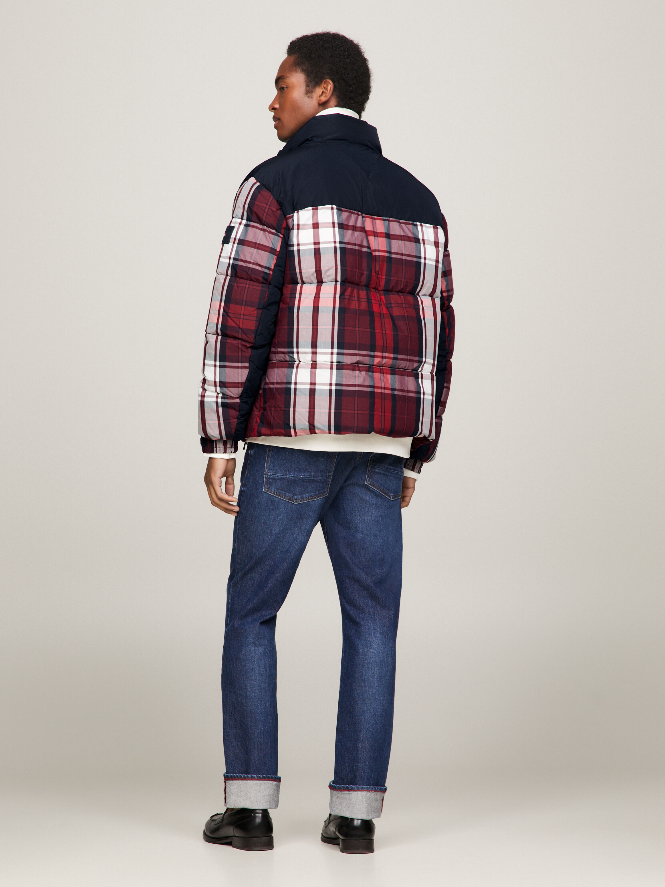 Th Warm Tartan Check New York Puffer Jacket red Tommy Hilfiger