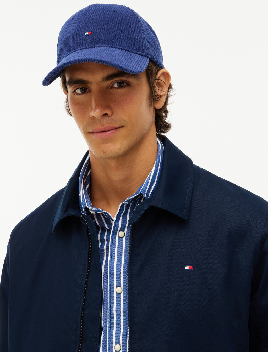 Hilfiger Flag Corduroy Baseball Cap, Preppy Navy, hi-res