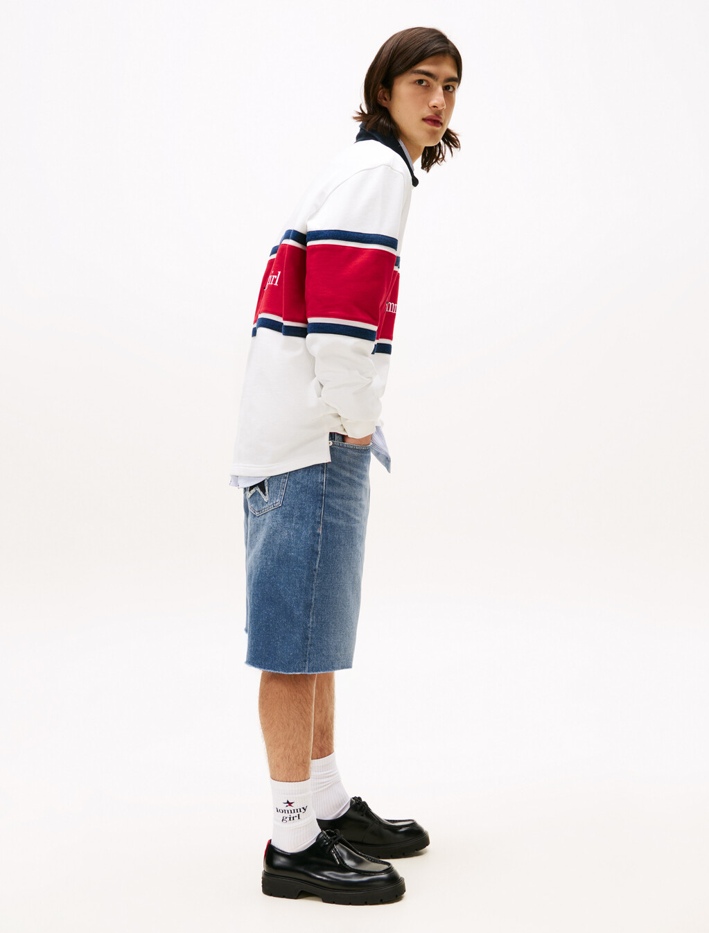Tommy Girl 寬鬆牛仔短褲, Indigo Wash, hi-res