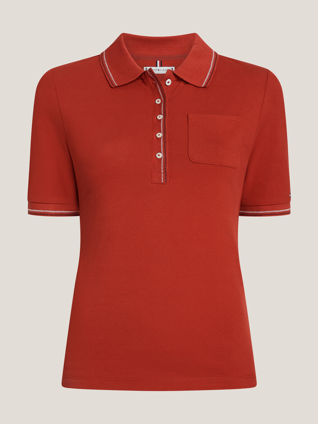 Tipped Slim Fit Patch Pocket Polo, Dark Magma, hi-res