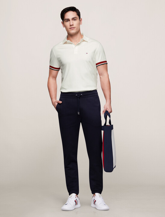 Interlock Sleeve Detail Polo, Ancient White Interlock Sleeve Detail Polo