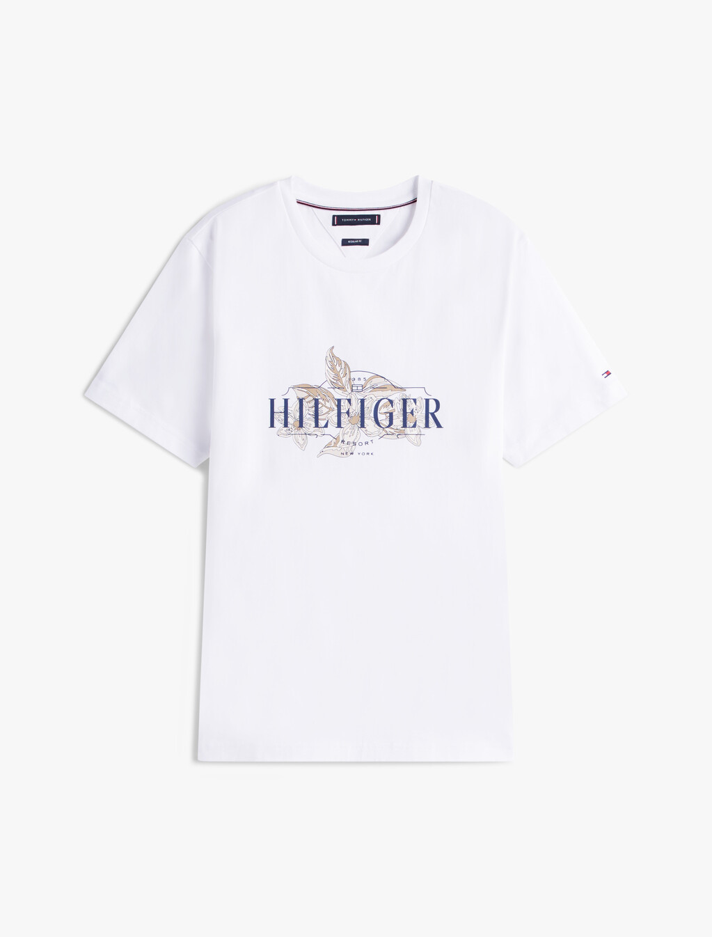 熱帶花朵圖案 T 恤, White, hi-res