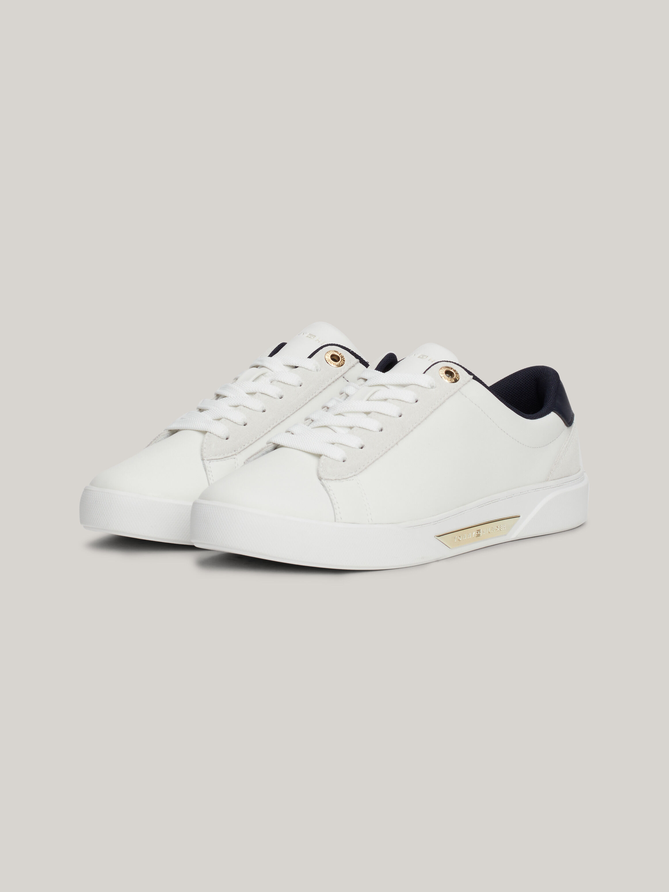 Metal Hardware Leather Court Trainers natural Tommy Hilfiger Taiwan