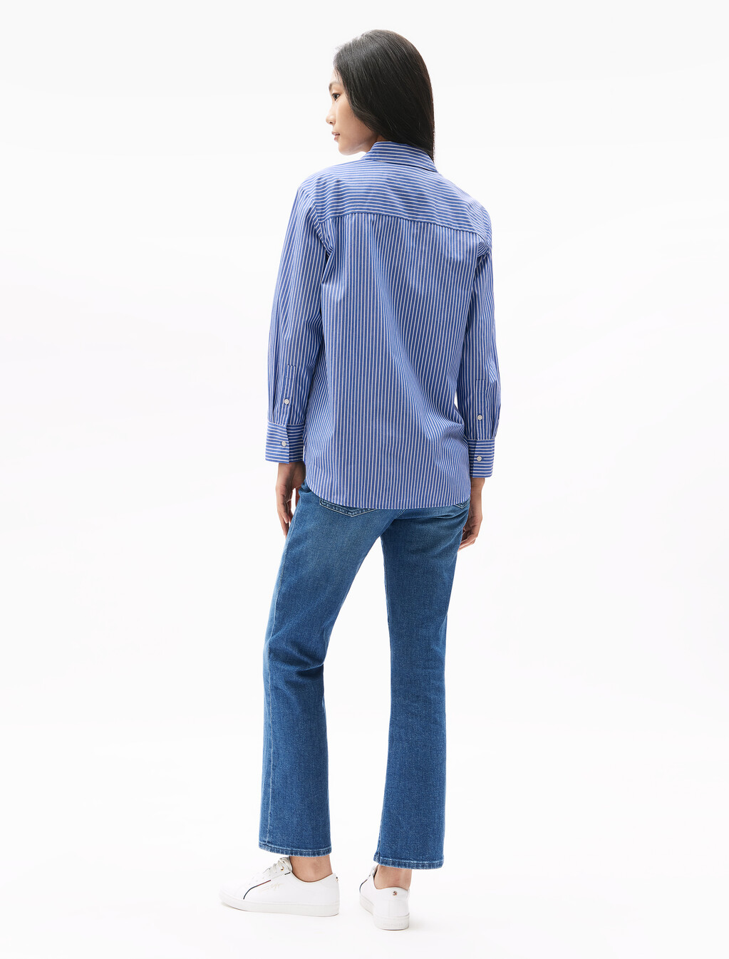Asia Fit Essential Poplin Shirt, Blue Stp, hi-res