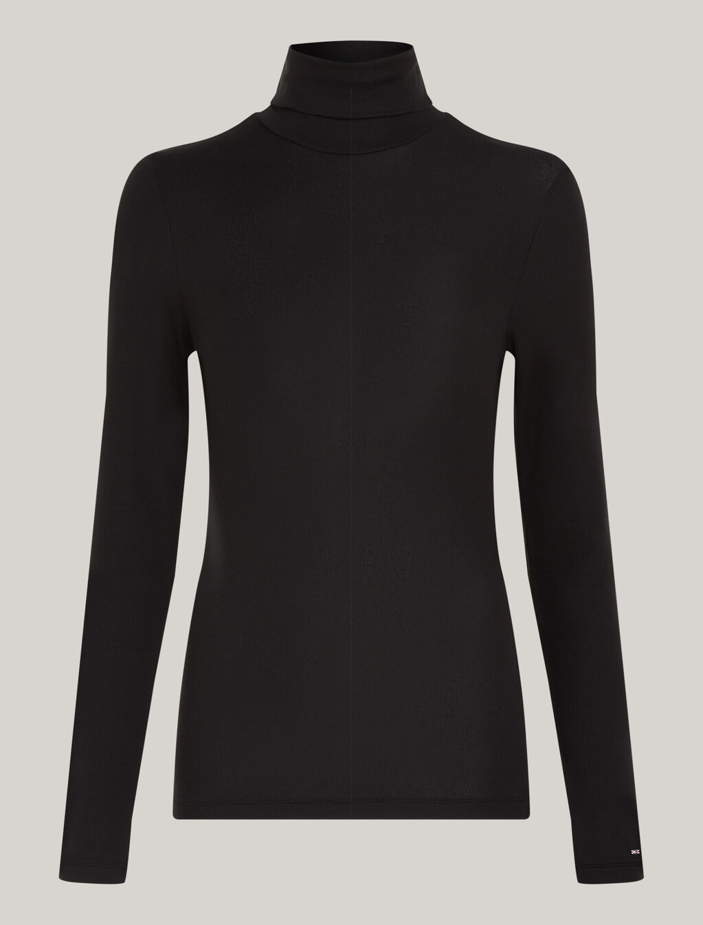 Roll Neck Long Sleeve Slim T-Shirt, Black, hi-res