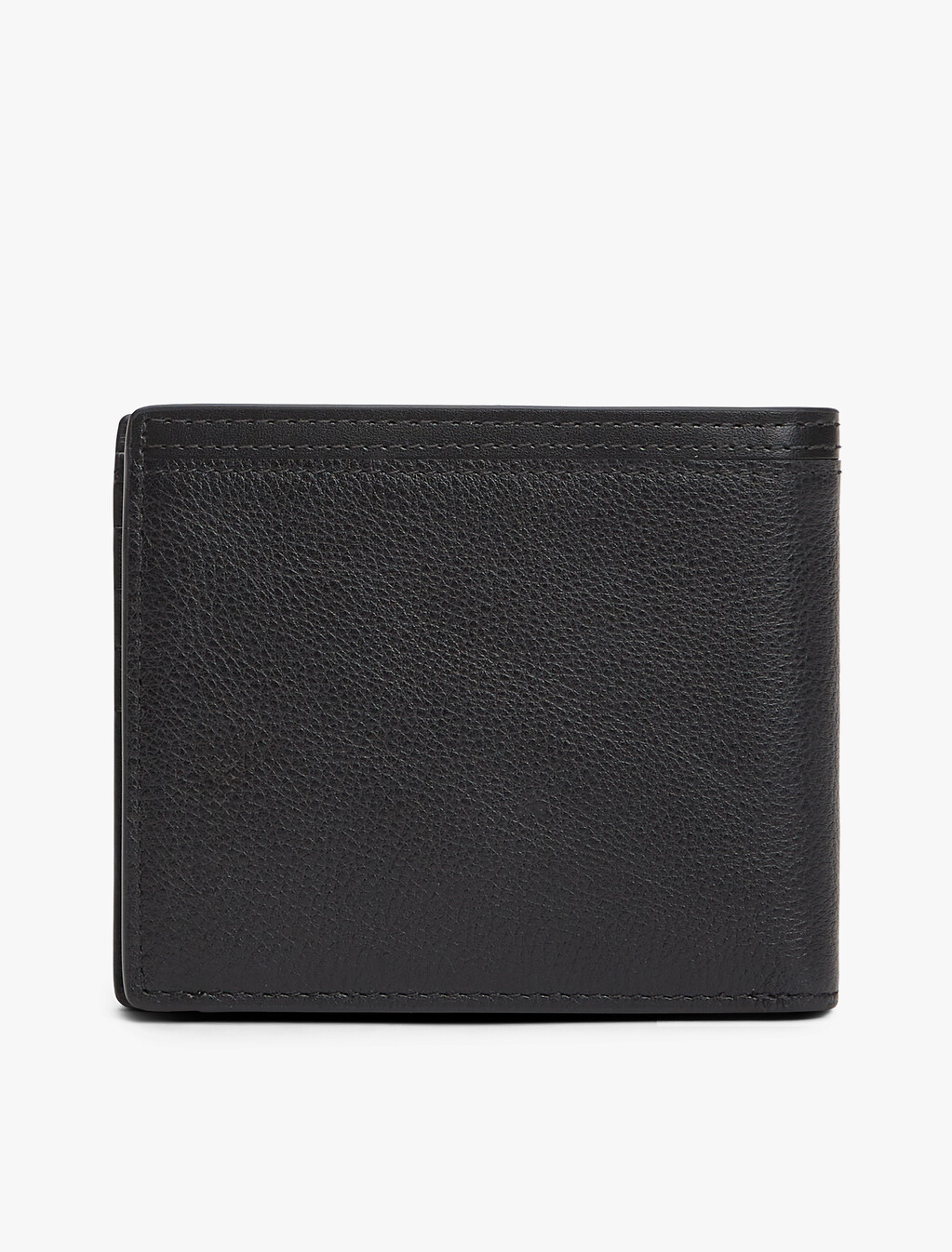 經典標誌皮革短夾, Black, hi-res