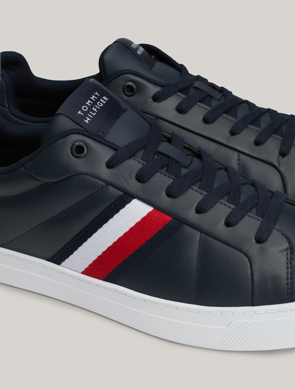 Leather Signature Tape Court Trainers, Desert Sky, hi-res