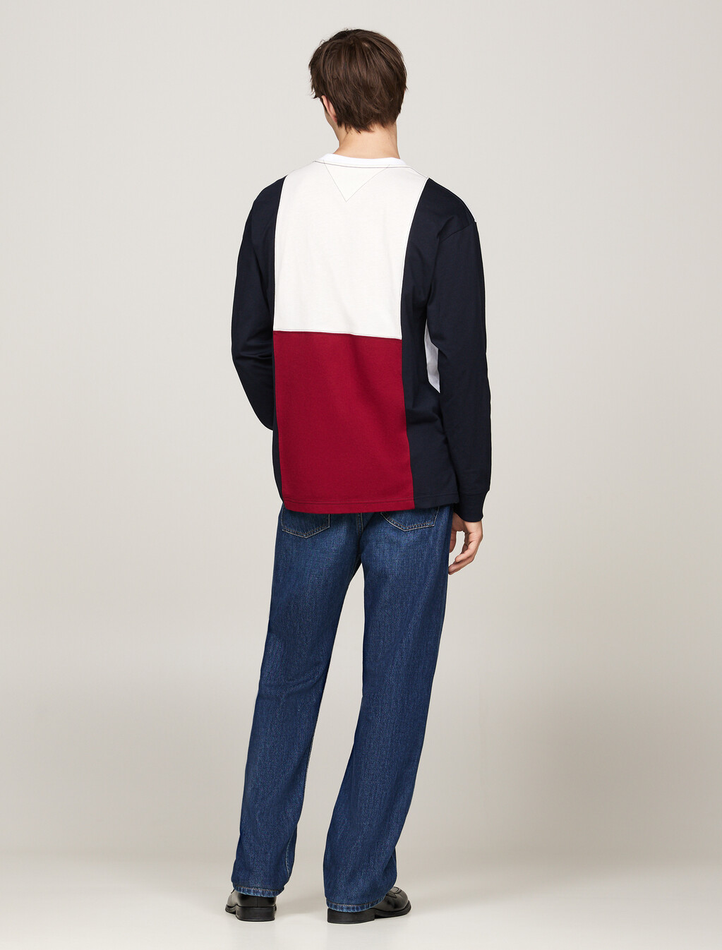 Colour-Blocked Relaxed Long Sleeve T-Shirt, White, hi-res