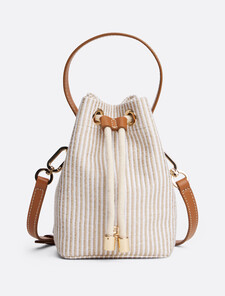 Crossbody Bucket Bag, Neutral Stripe, hi-res