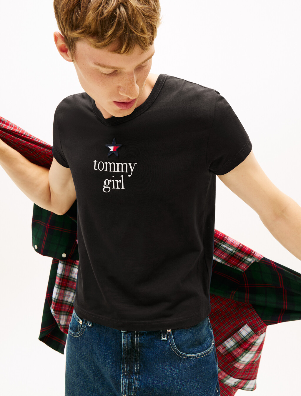 Tommy Girl星形圖案 T 恤, Black, hi-res