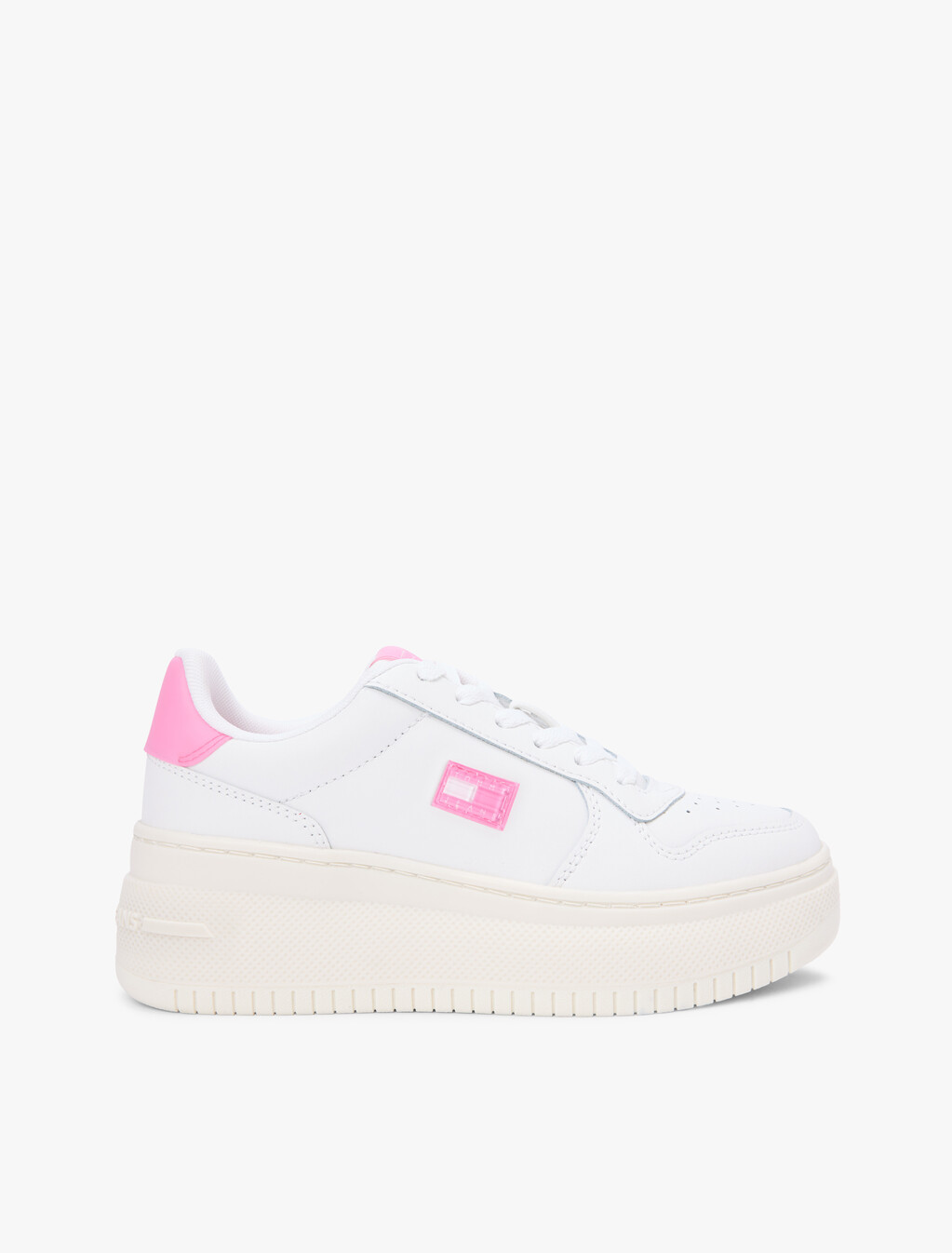 Fine Cleat Platform Basketball Trainers With Leather, Ecru/Synthetic Blush, hi-res