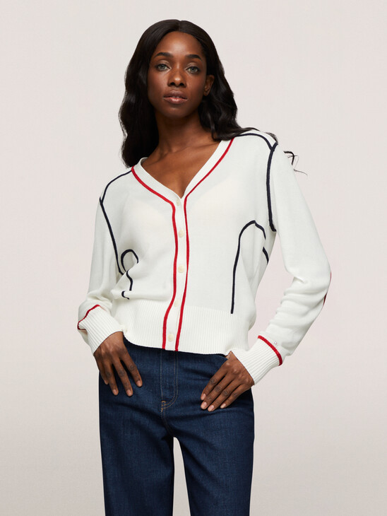 Global Stripe Lyocell Silk Cardigan