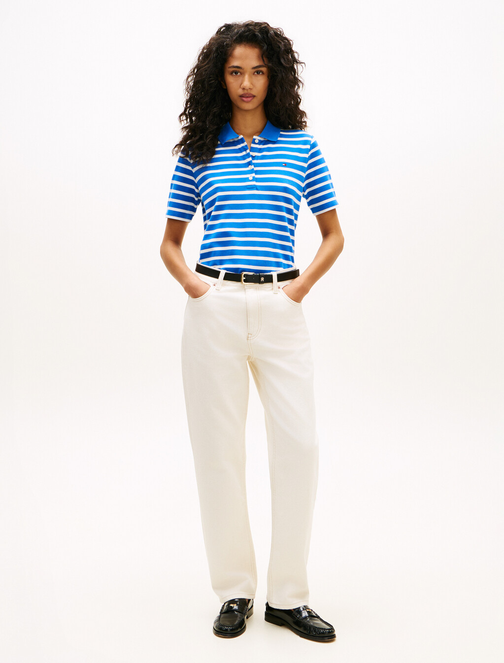 1985 Collection Flag Embroidery Regular Polo, Breton Stp Blue Orbit / Ecru, hi-res