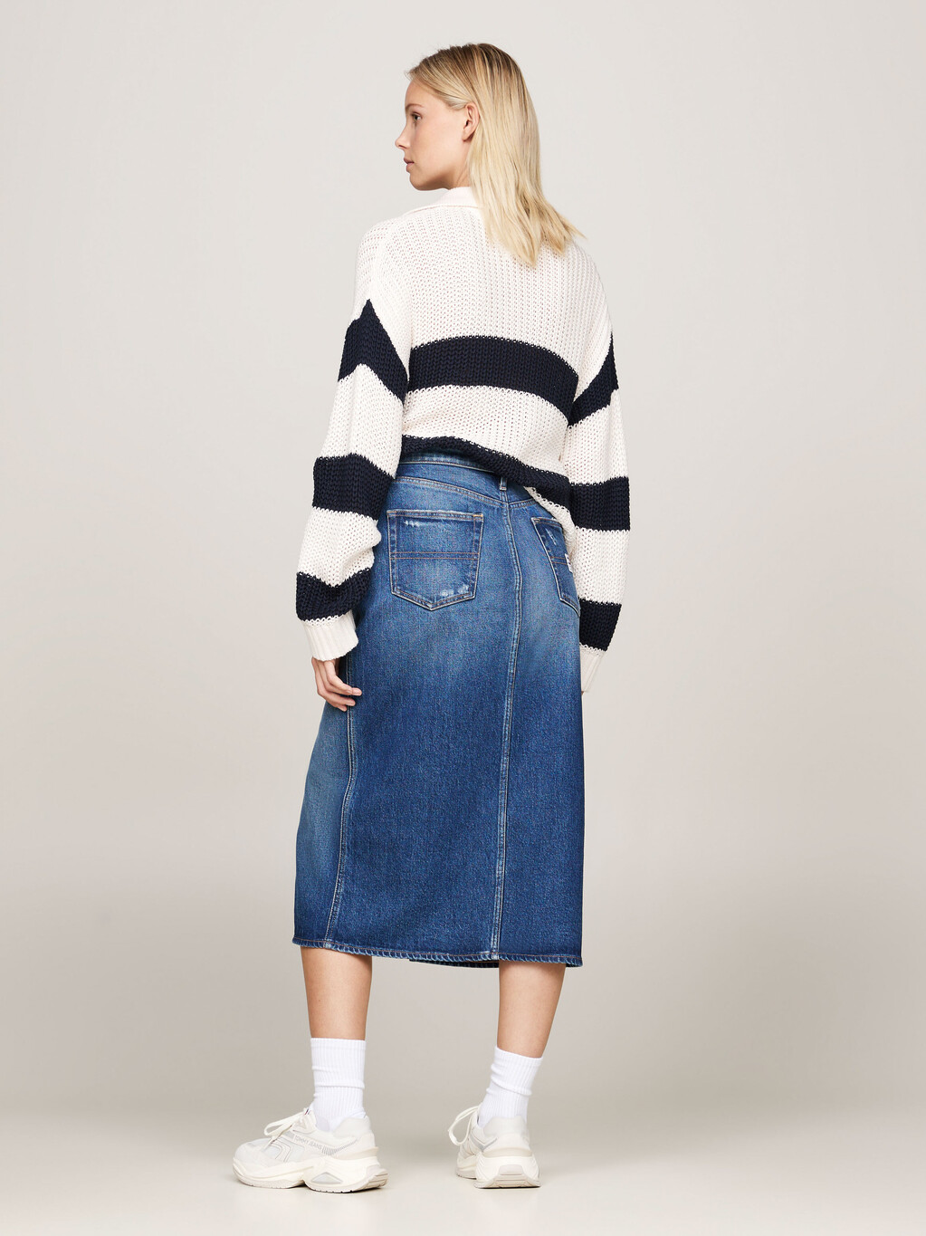 Claire High Rise Denim Midi Skirt, Denim Medium, hi-res