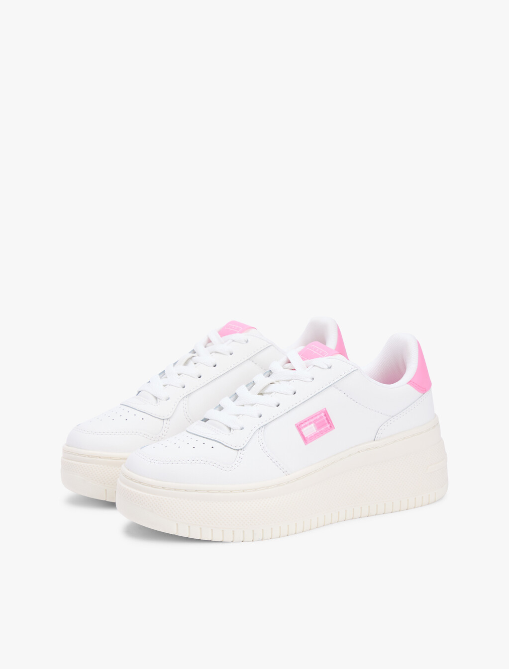 Fine Cleat Platform Basketball Trainers With Leather, Ecru/Synthetic Blush, hi-res