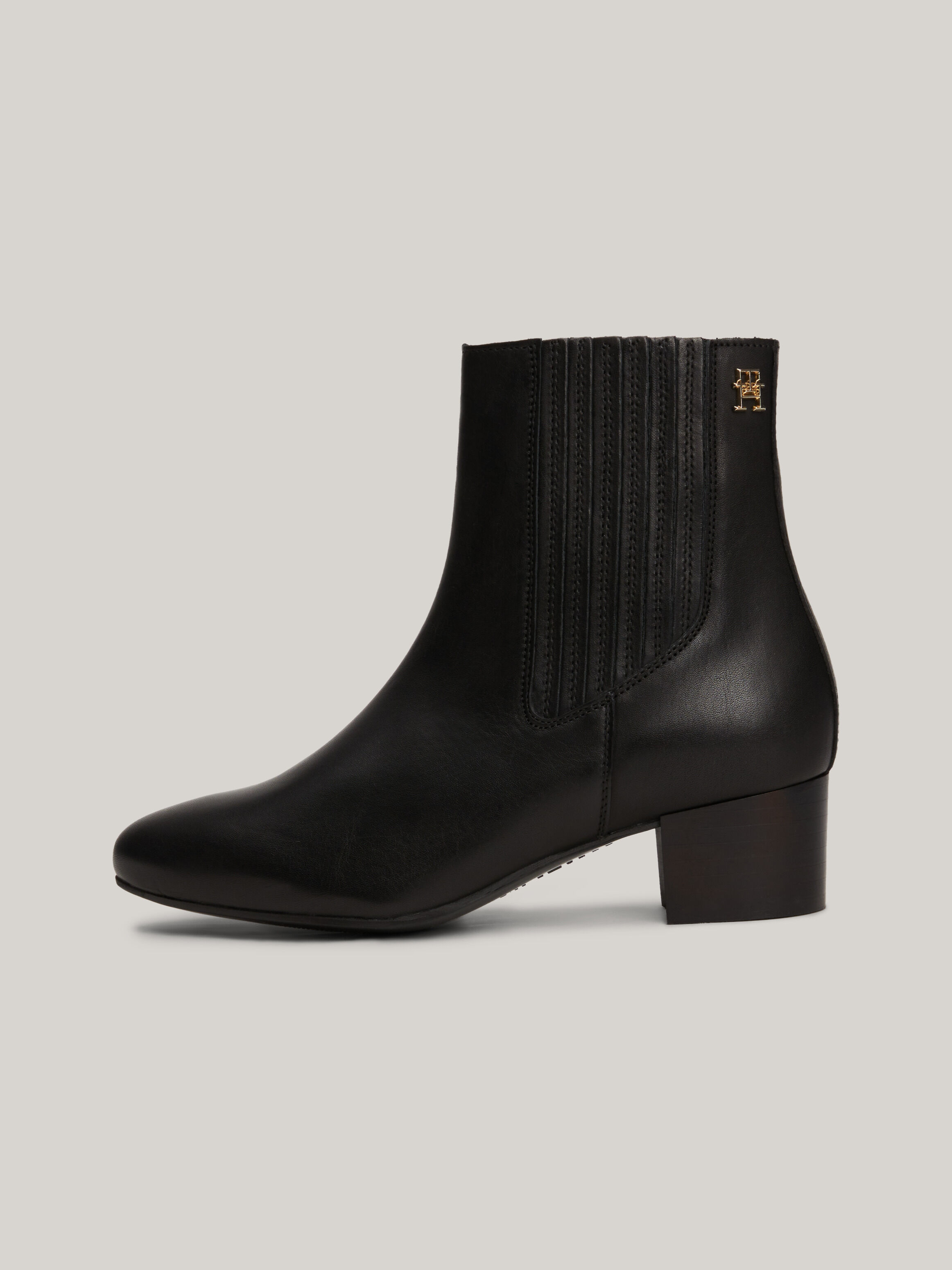 Essential Leather Block Heel Ankle Boots Tommy Hilfiger