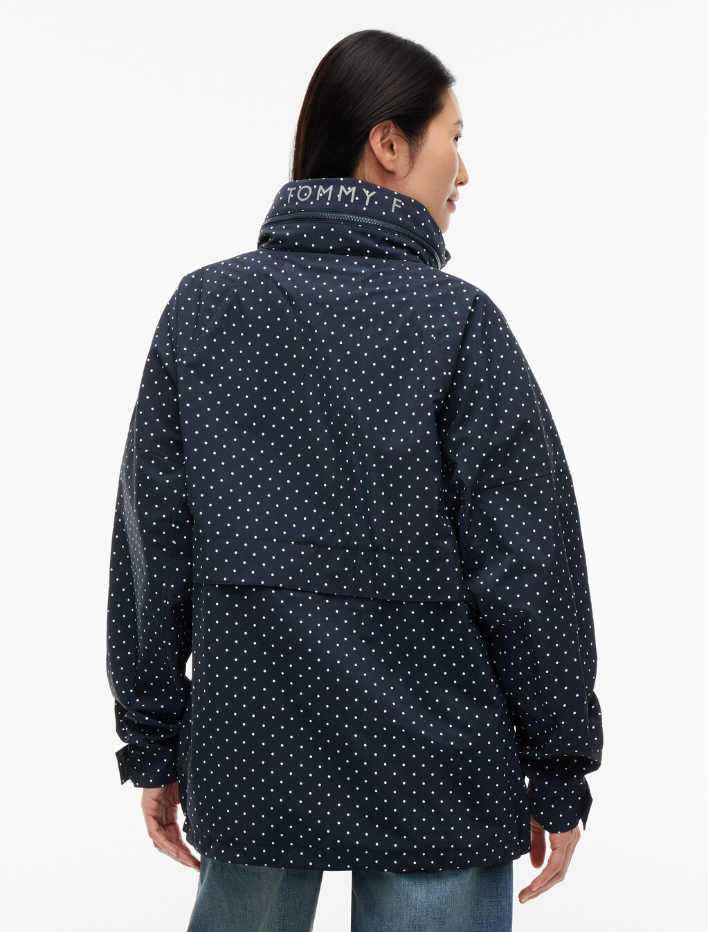波卡圓點風衣, Navy Blue Polka Dot, hi-res
