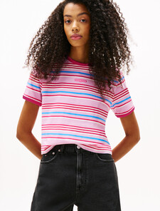 Script Logo Stripe T-Shirt, Carnival Pink / Stripe, hi-res