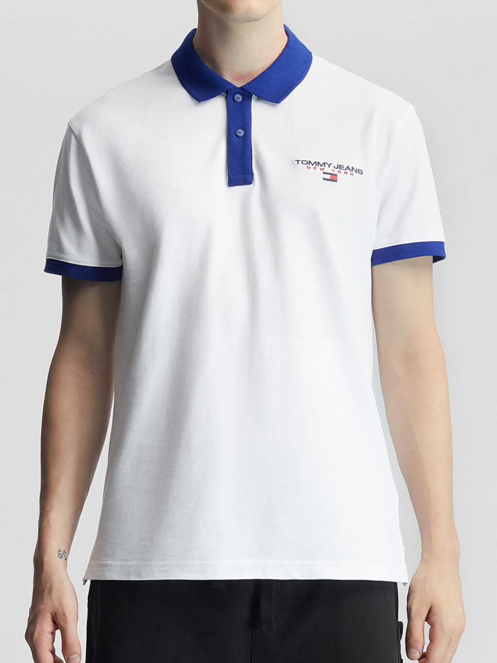 Classic Contrast Collar Polo, White, hi-res