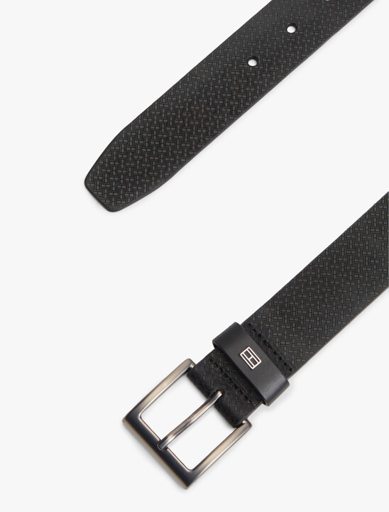 Flag Print Square Buckle Leather Belt
