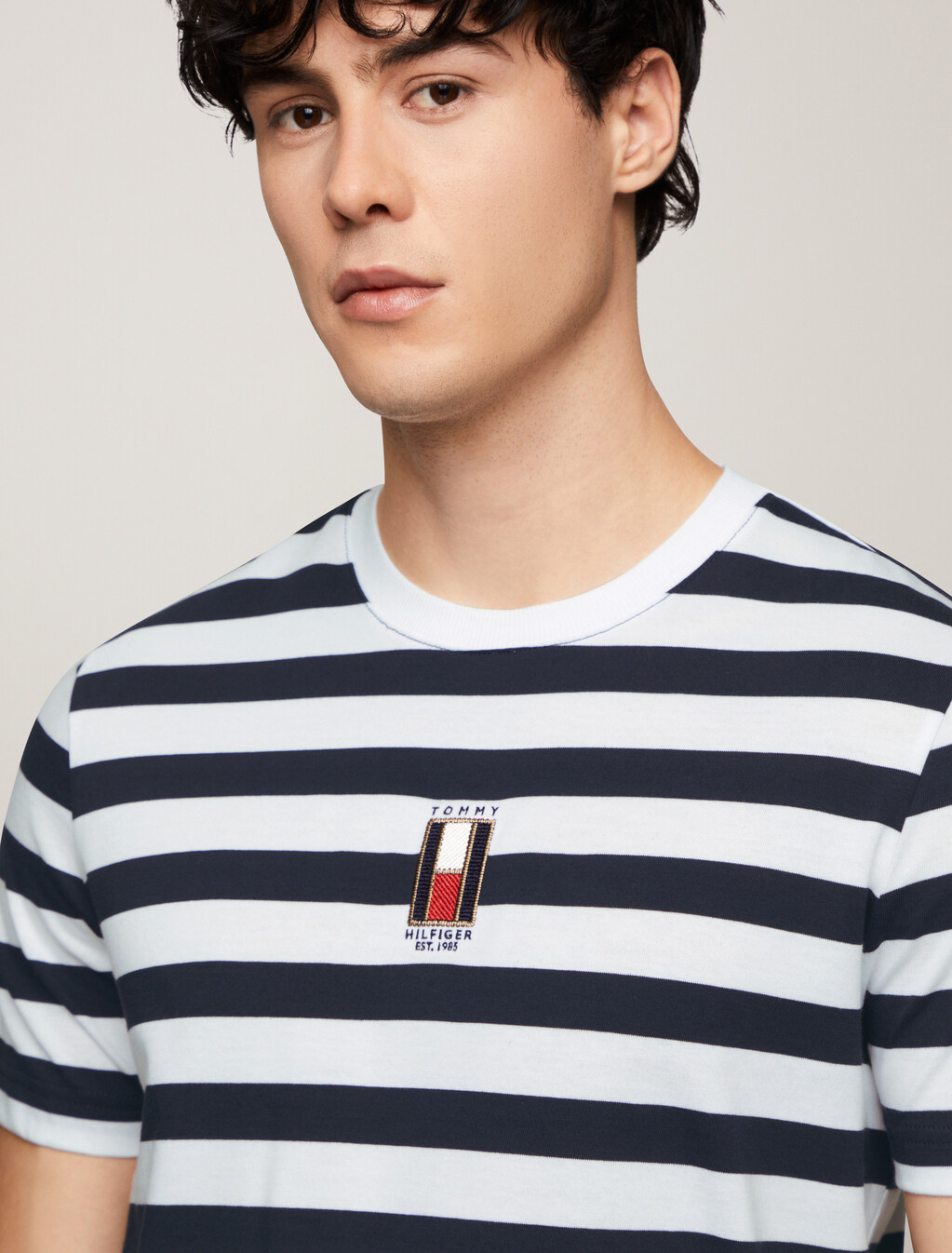 Vertical Flag Stripe T-Shirt, Desert Sky/Ivory Petal, hi-res