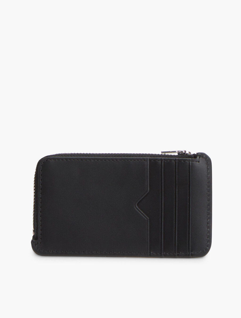 Perforated Leather Zip-Around Wallet, Black, hi-res