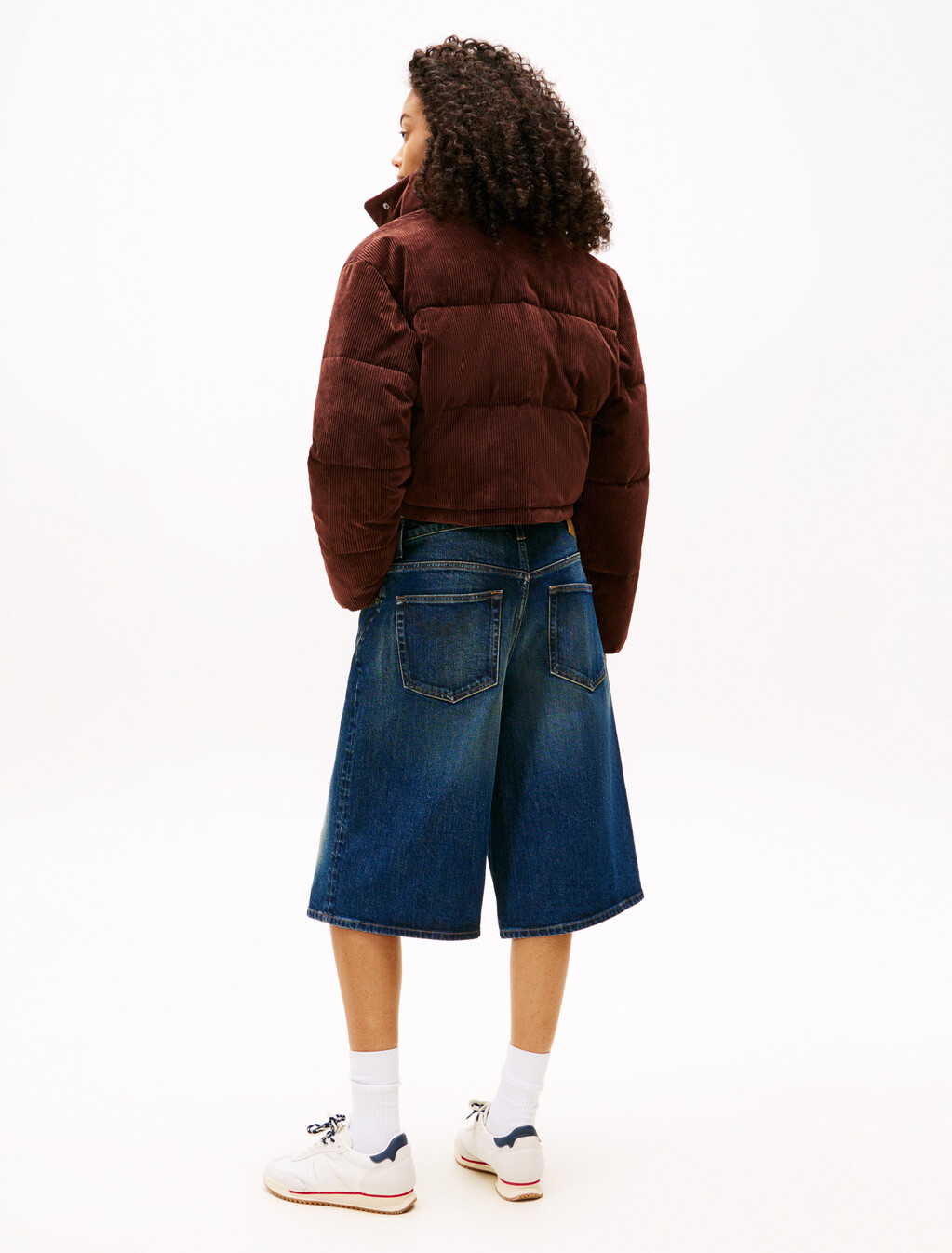 標誌刺繡寬版燈芯絨羽絨外套, Rich Brown, hi-res