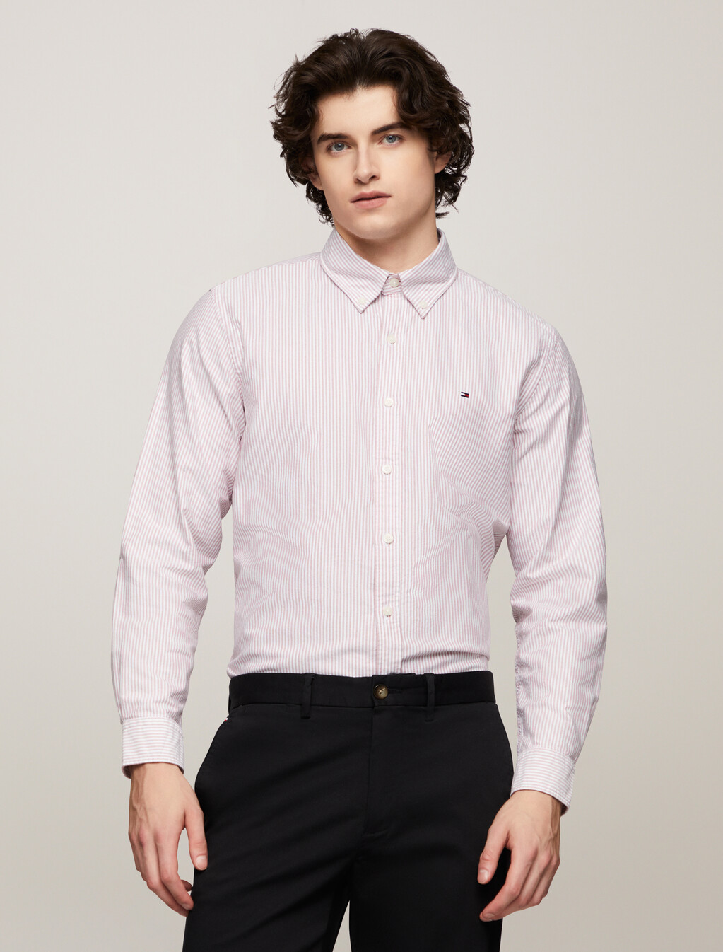 Stripe Organic Cotton Oxford Shirt, Terra Red / White, hi-res