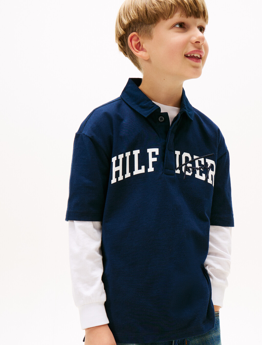 Boys Archive Mixed Graphic Polo, Dark Night Navy, hi-res