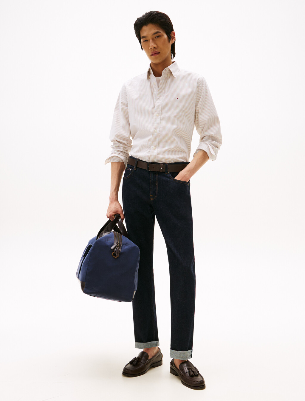 Asia Fit Stripe Oxford Shirt, Sandalwood /Stripe, hi-res