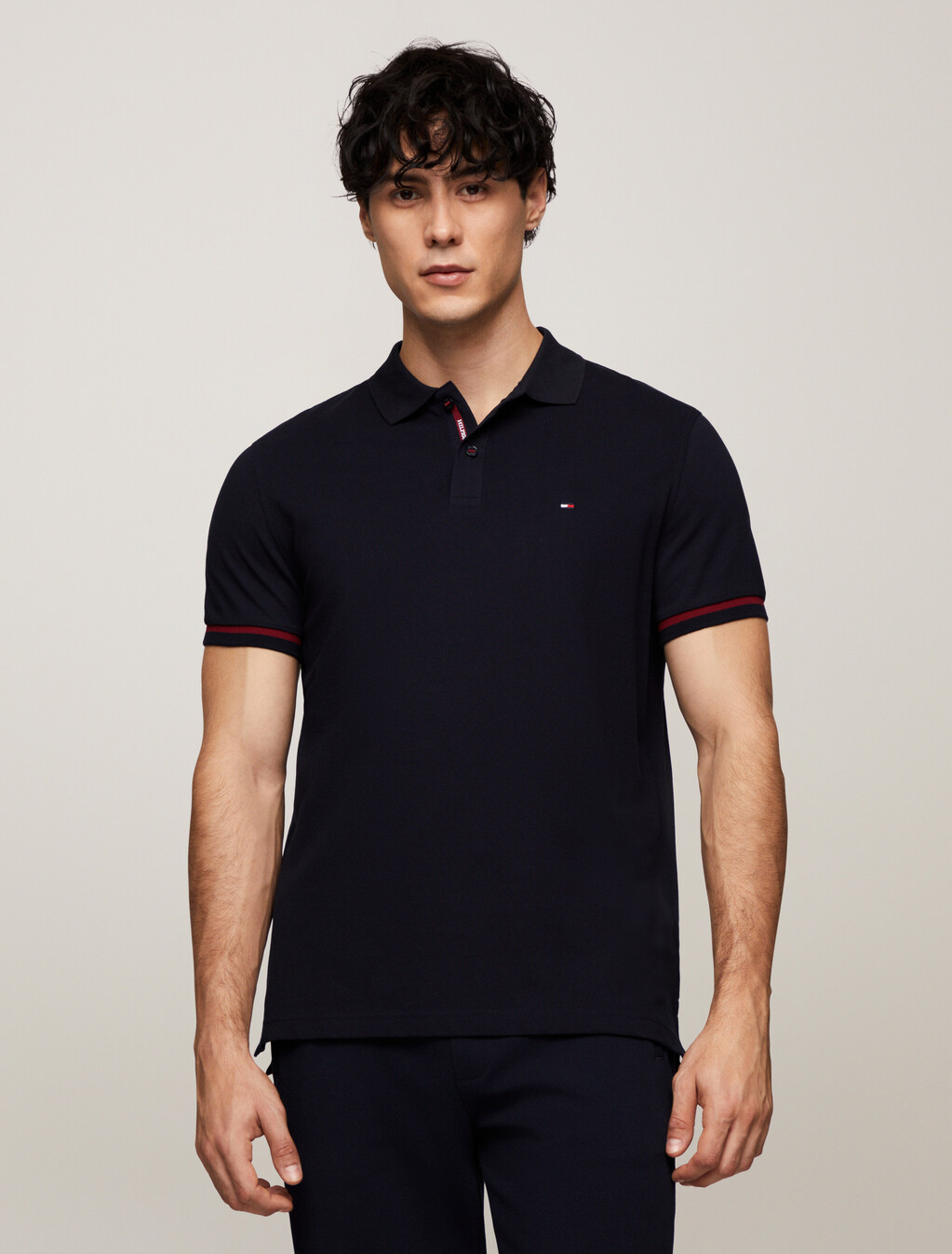 Logo Placket Stripe Cuff Polo, Desert Sky, hi-res