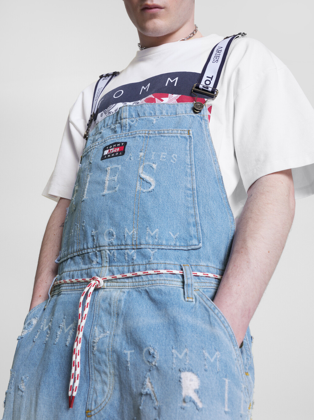 Tommy X Aries Laser Dungarees, Washed Blue, hi-res