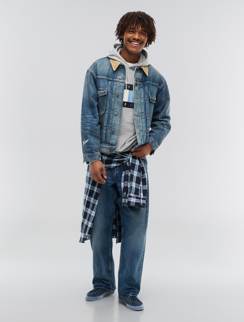 寬版牛仔褲, Mid Wash Denim, hi-res